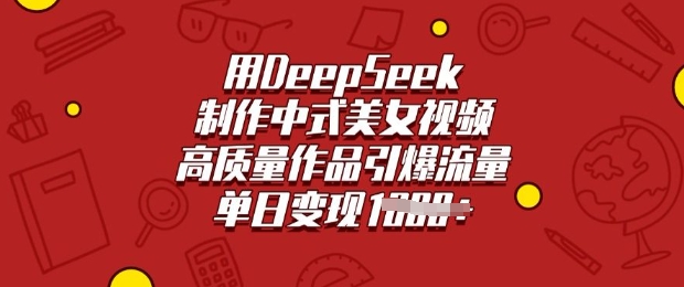 用DeepSeek制作中式美女视频，高质量作品引爆流量，单日变现多张-青崖网创科技
